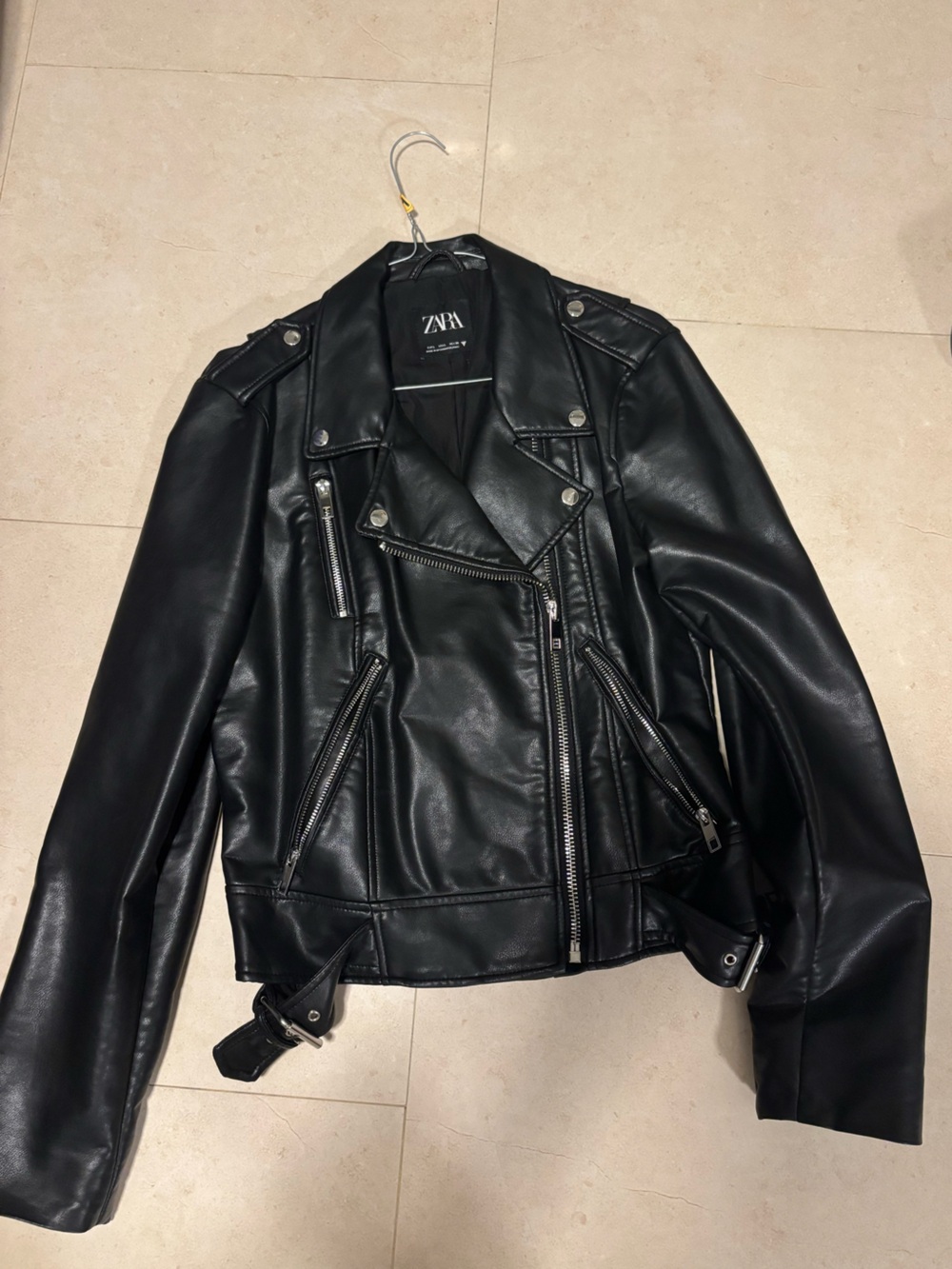 Zara Black Faux Leather Women's Biker Jacket
